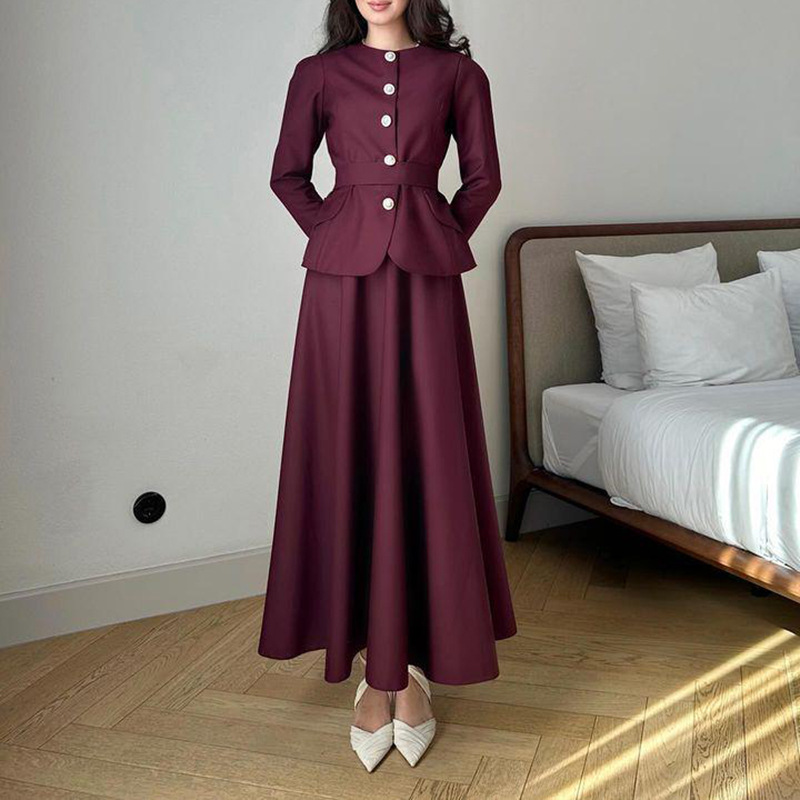 Round neck fashion pure long skirt a set for women