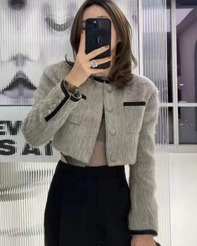 Short fashion round neck autumn jacket