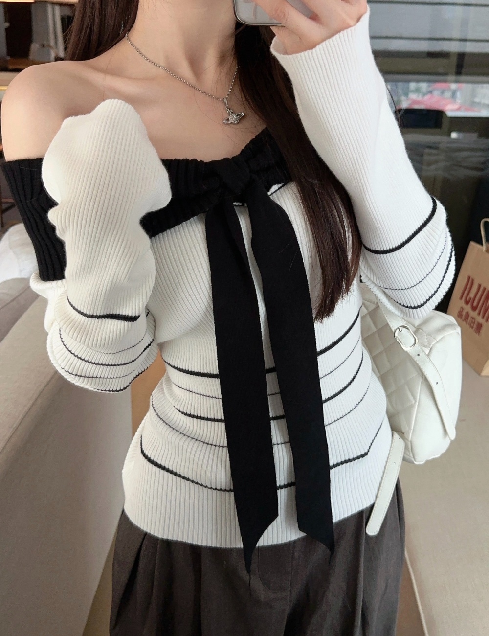 Slim knitted frenum autumn and winter bottoming shirt