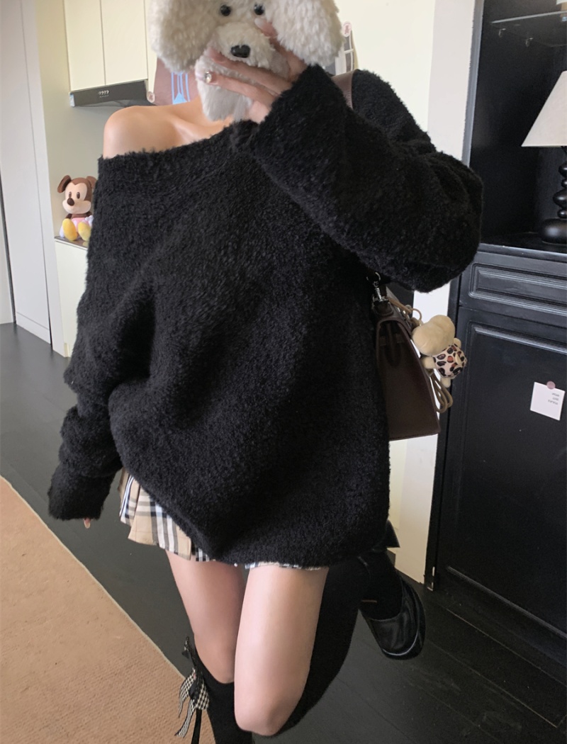 Long lazy loose sweater Korean style slim knitted tops