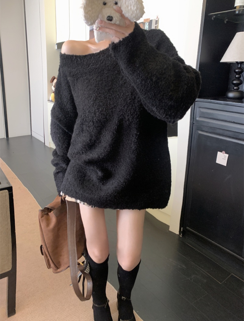 Long lazy loose sweater Korean style slim knitted tops