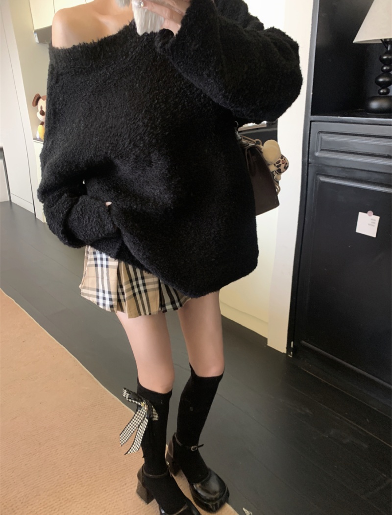 Long lazy loose sweater Korean style slim knitted tops