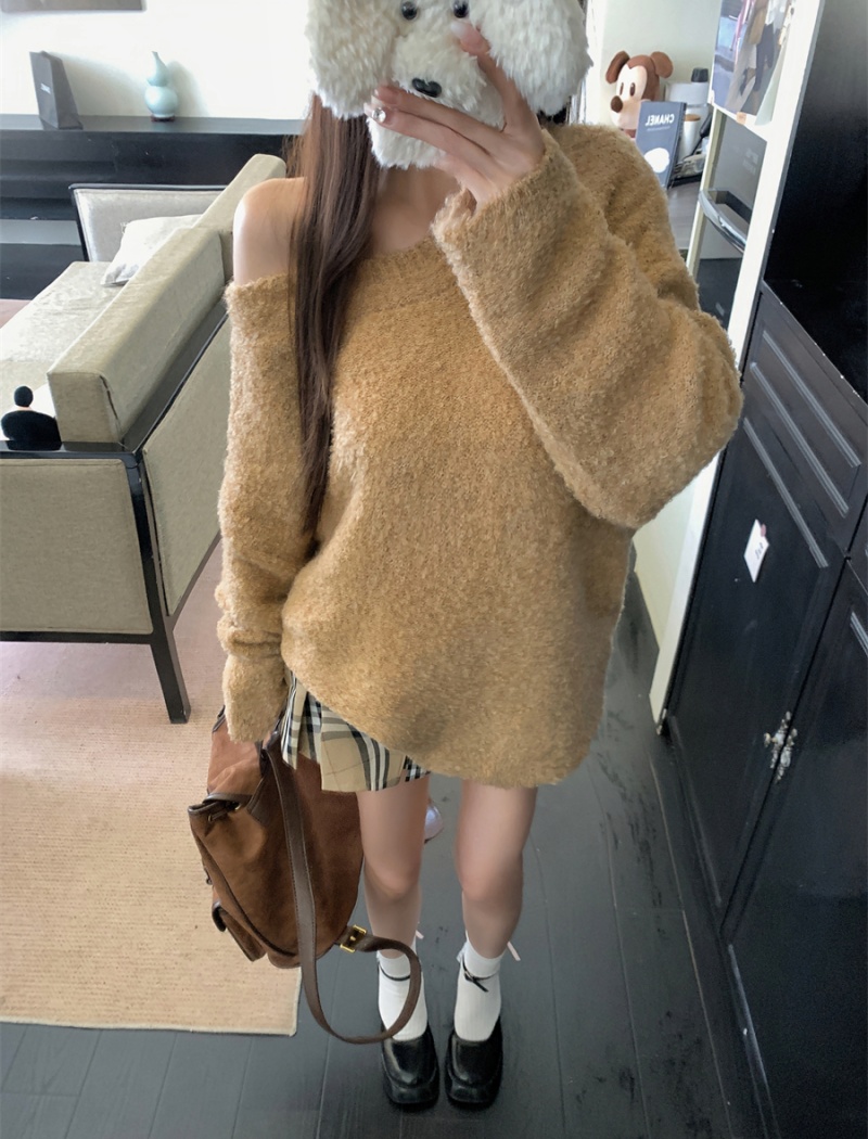 Long lazy loose sweater Korean style slim knitted tops