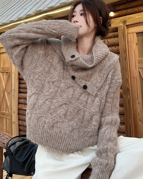 Removable collar cozy thick sweater 2pcs set