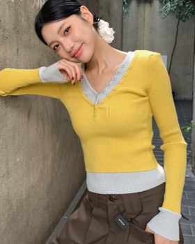 Knitted short bottoming shirt autumn and winter sweater