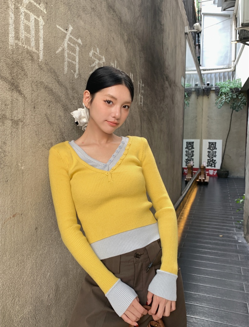 Knitted short bottoming shirt autumn and winter sweater