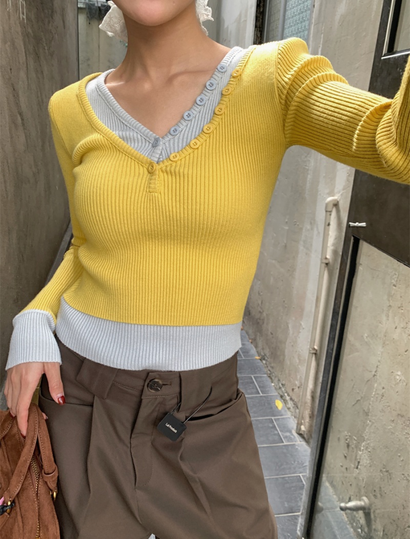 Knitted short bottoming shirt autumn and winter sweater