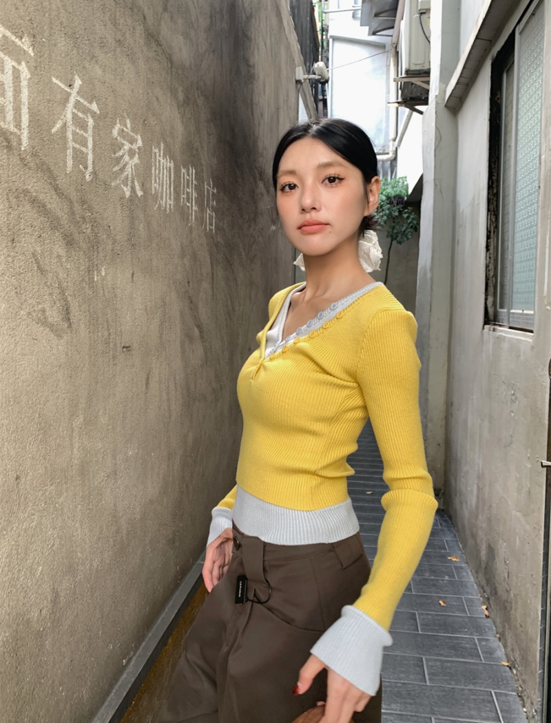 Knitted short bottoming shirt autumn and winter sweater