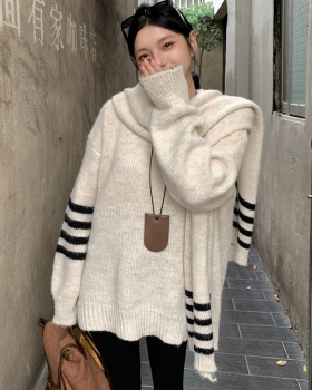 Long with scarf loose Casual autumn and winter sweater