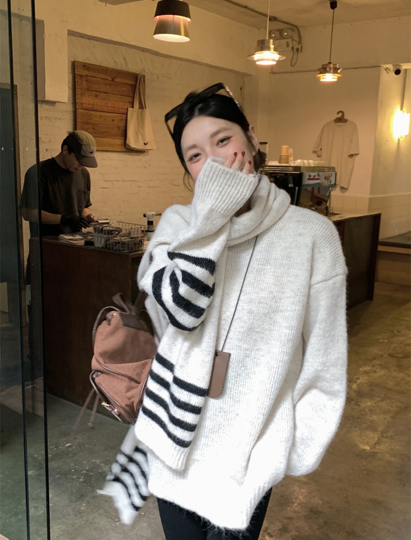 Long with scarf loose Casual autumn and winter sweater