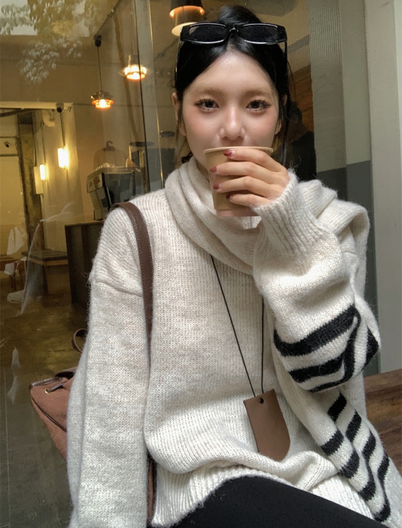 Long with scarf loose Casual autumn and winter sweater