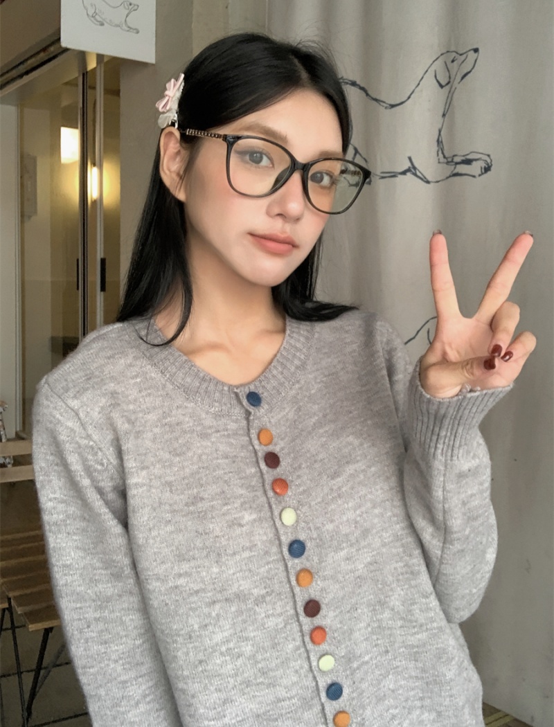 Long sleeve Korean style colors sweater unique niche tops