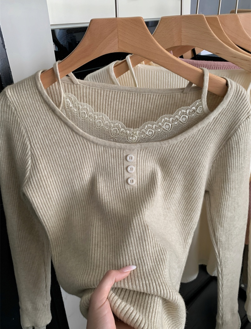 Long sleeve winter tender tops France style slim sweater