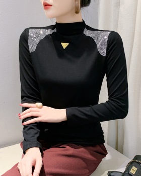 All-match rhinestone thick bottoming small shirt