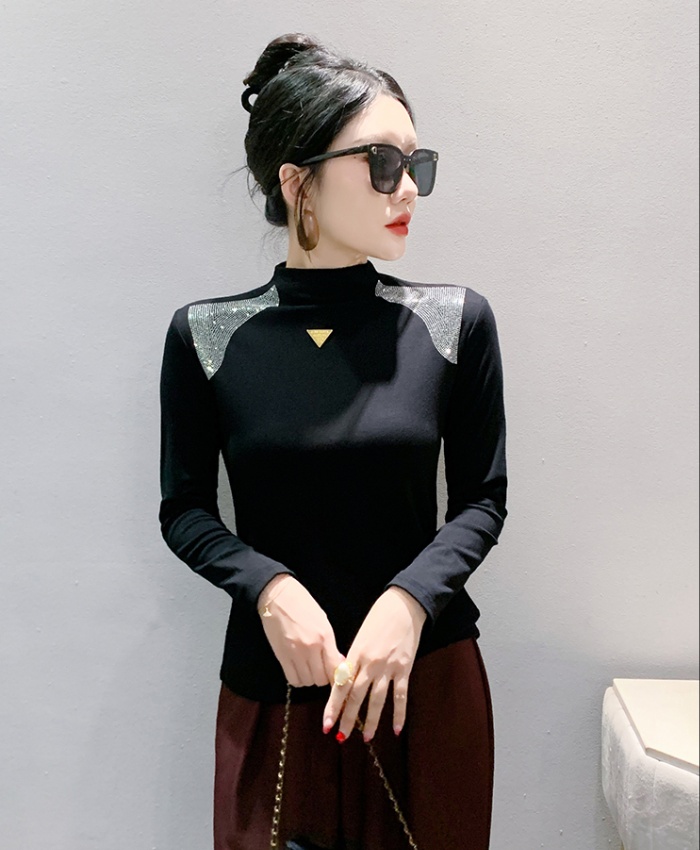 All-match rhinestone thick bottoming small shirt