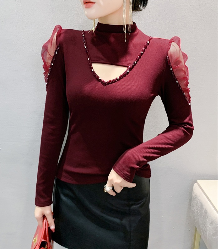 Half high collar autumn and winter long sleeve small shirt