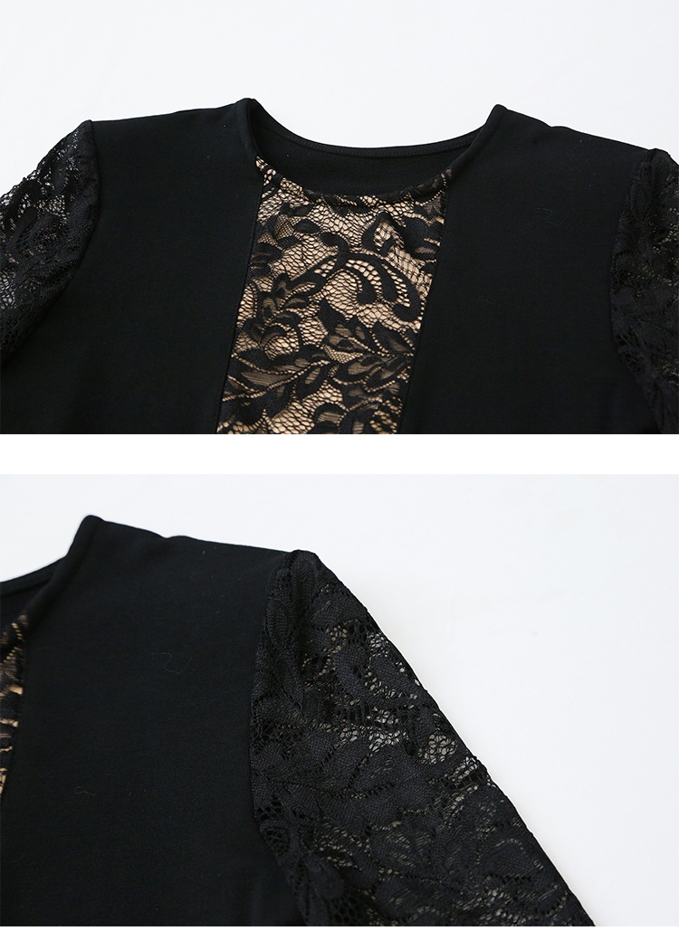 Sueding bottoming lace fashion thick splice small shirt