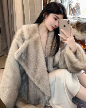 Temperament imitation of fox fur overcoat winter long coat