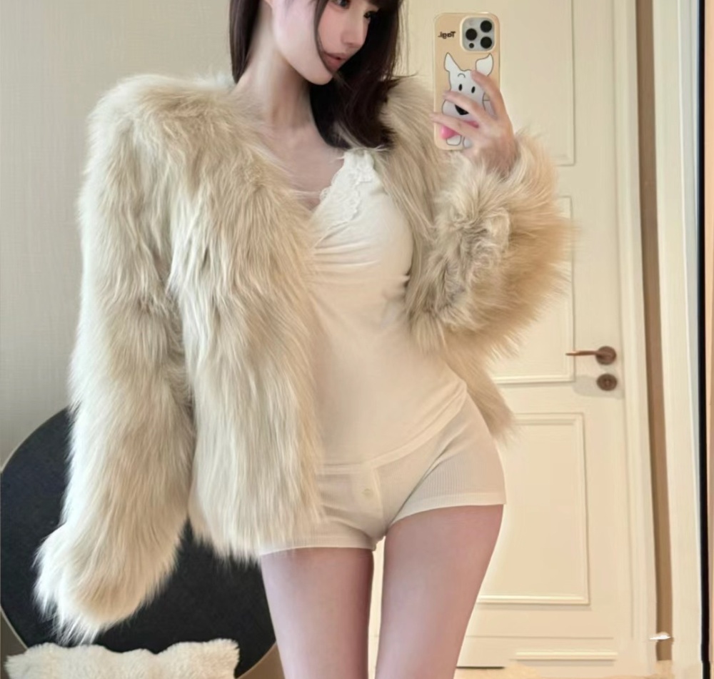 Plush imitation of fox fur fur coat short coat for women