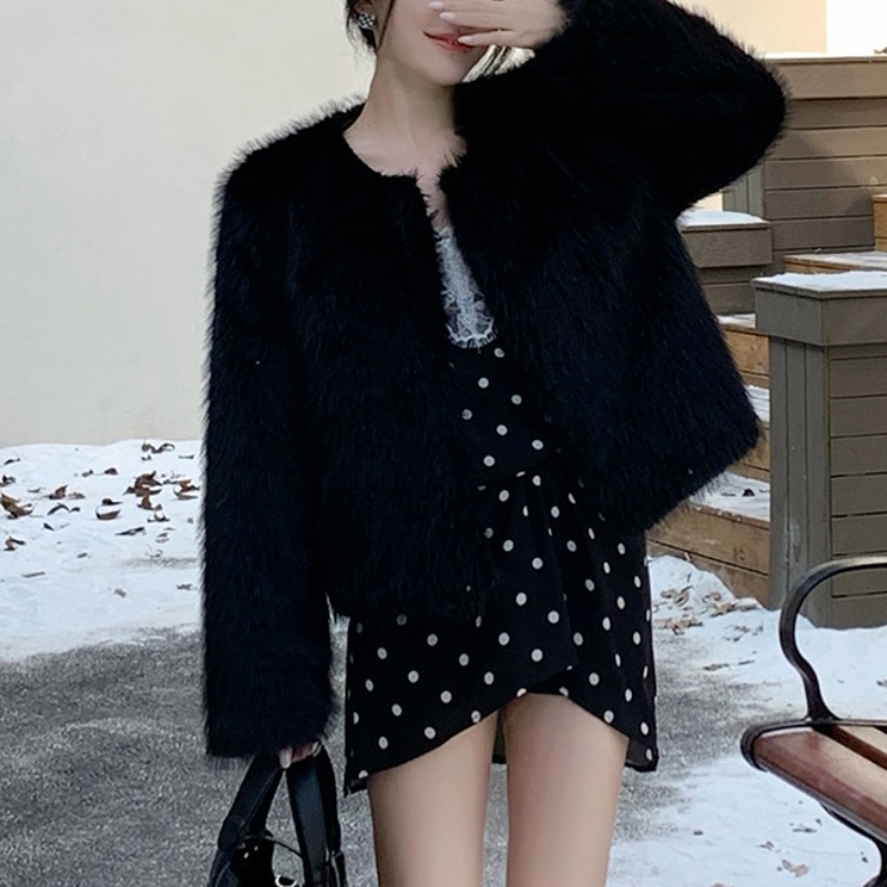 Elmo Western style coat short slim fur coat for women