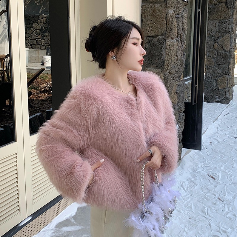 Elmo Western style coat short slim fur coat for women