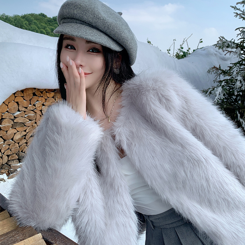 Elmo Western style coat short slim fur coat for women