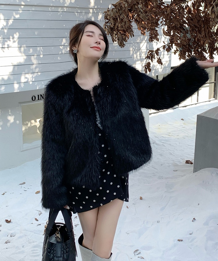 Elmo Western style coat short slim fur coat for women