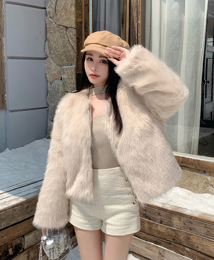 Elmo Western style coat short slim fur coat for women