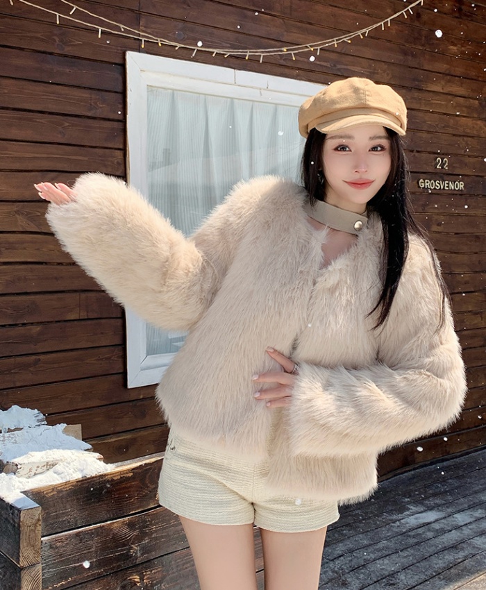 Elmo Western style coat short slim fur coat for women