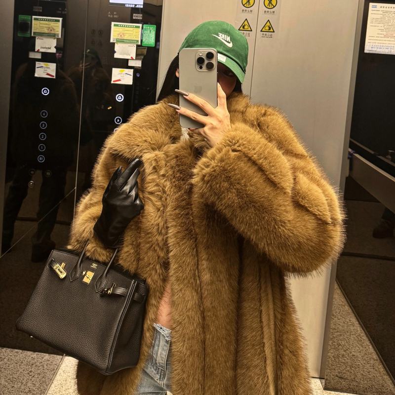 Spicegirl American style fur coat retro overcoat