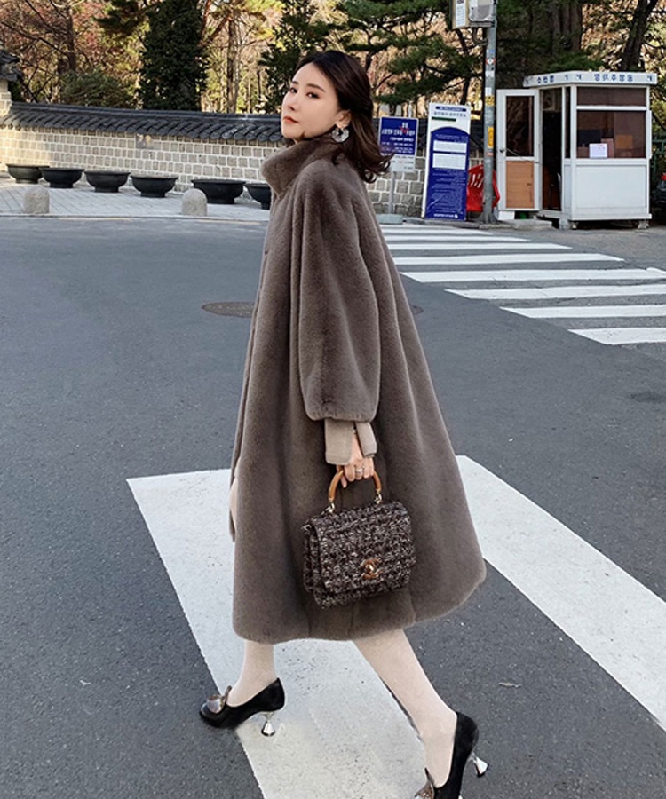 Loose exceed knee overcoat thick coat for women