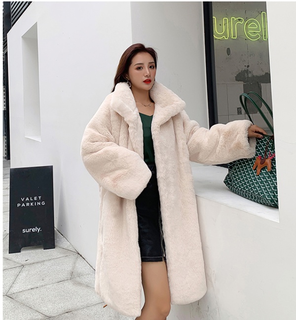 Loose exceed knee overcoat thick coat for women