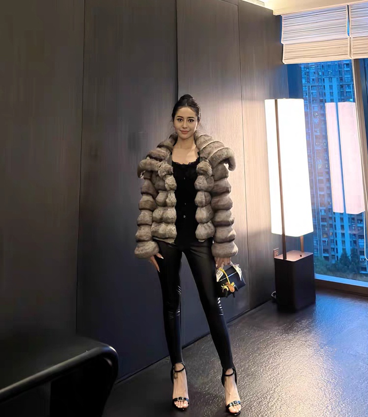 Lapel thermal jacket winter rabbit fur fur coat