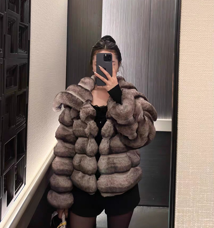 Lapel thermal jacket winter rabbit fur fur coat