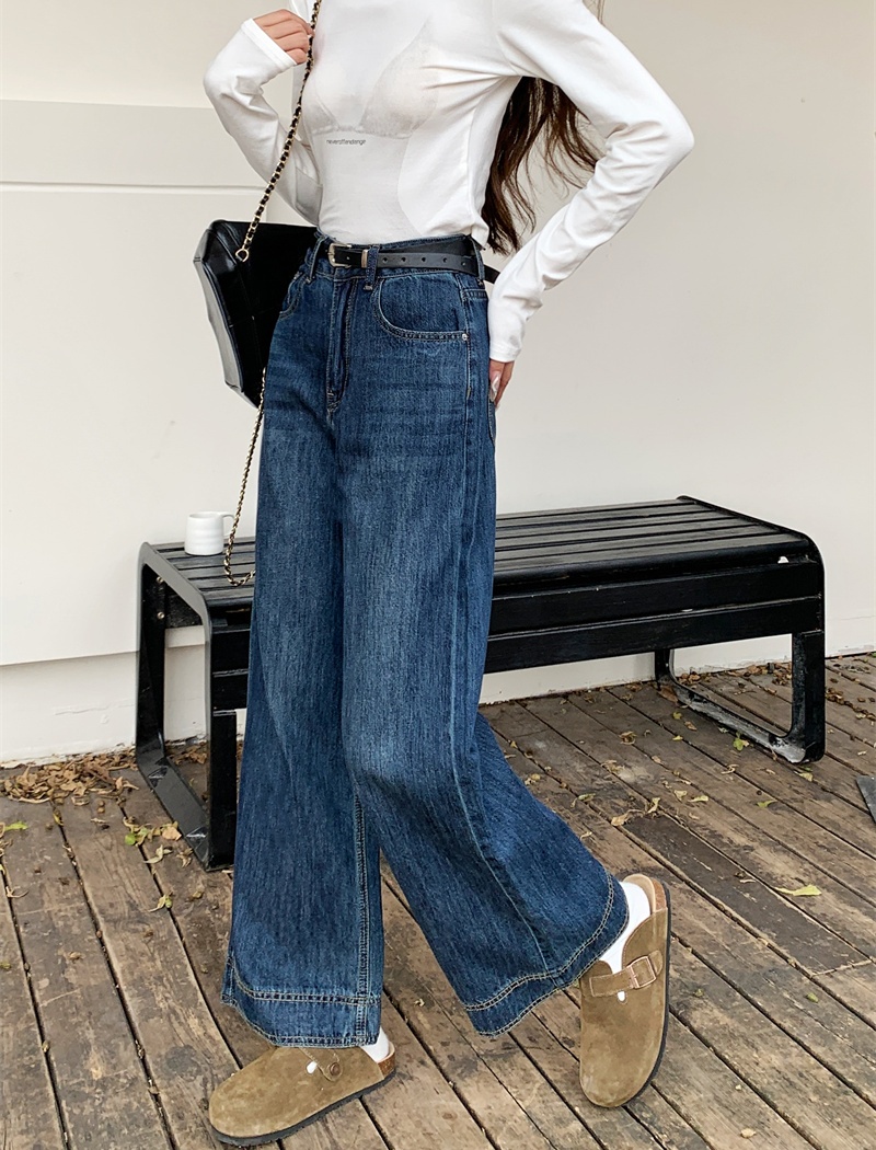 Slim retro straight nine pants high waist autumn jeans