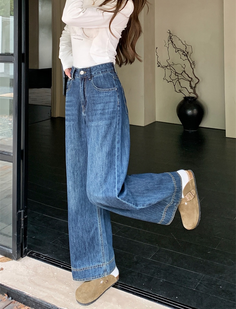 Slim retro straight nine pants high waist autumn jeans