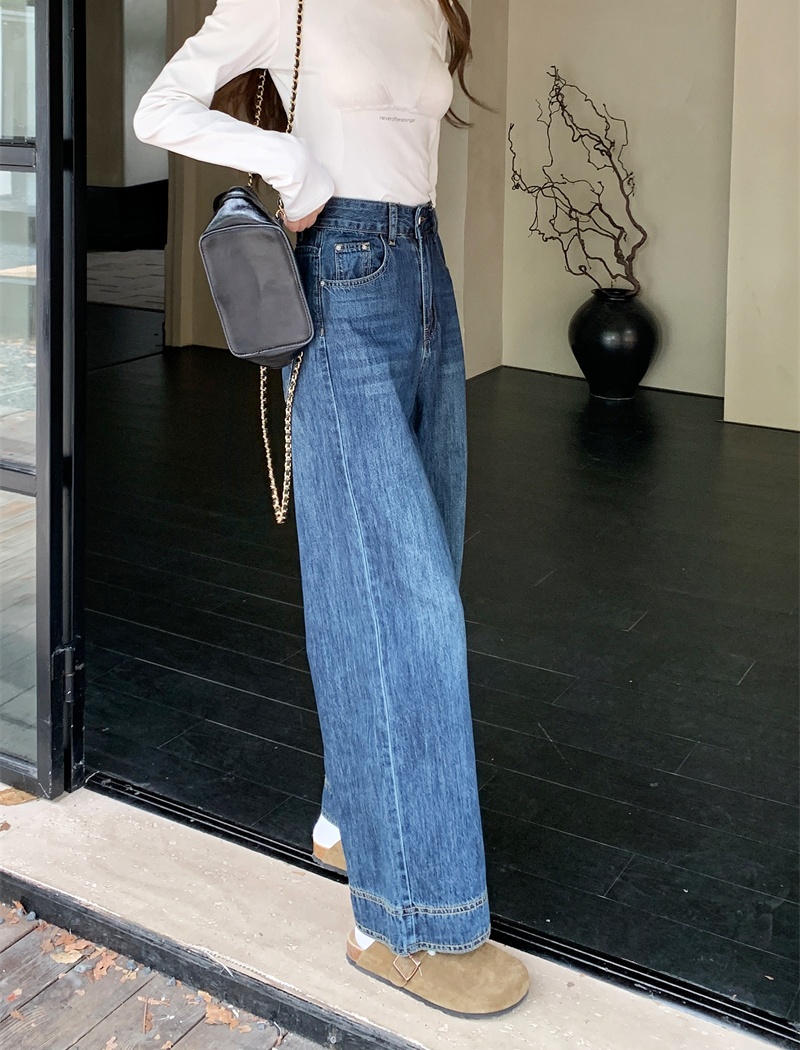 Slim retro straight nine pants high waist autumn jeans