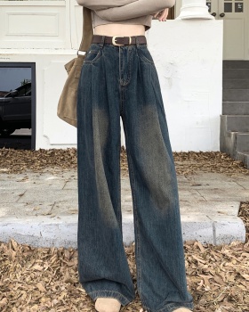 High waist American style wide leg jeans for women