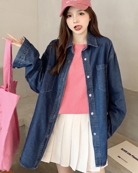 Long sleeve denim shirt autumn large yard tops for women