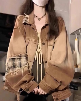 Mixed colors washed tops American style coat for women