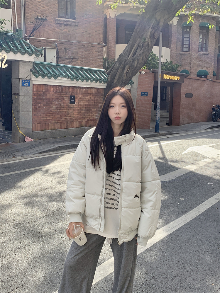 Loose cstand collar thick coat Korean style cotton coat for women