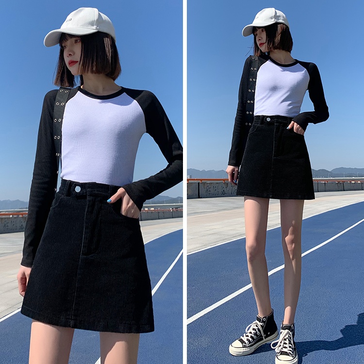 Autumn and winter commuting corduroy high waist short skirt