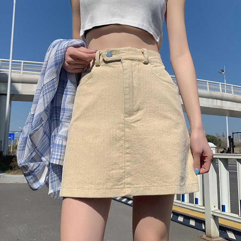 Autumn and winter commuting corduroy high waist short skirt