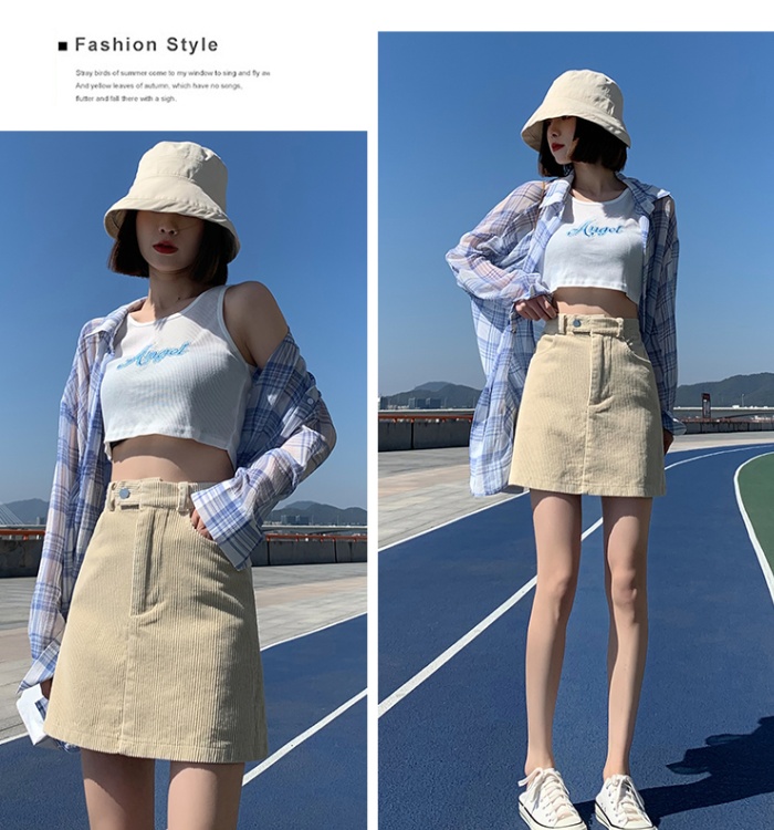 Autumn and winter commuting corduroy high waist short skirt