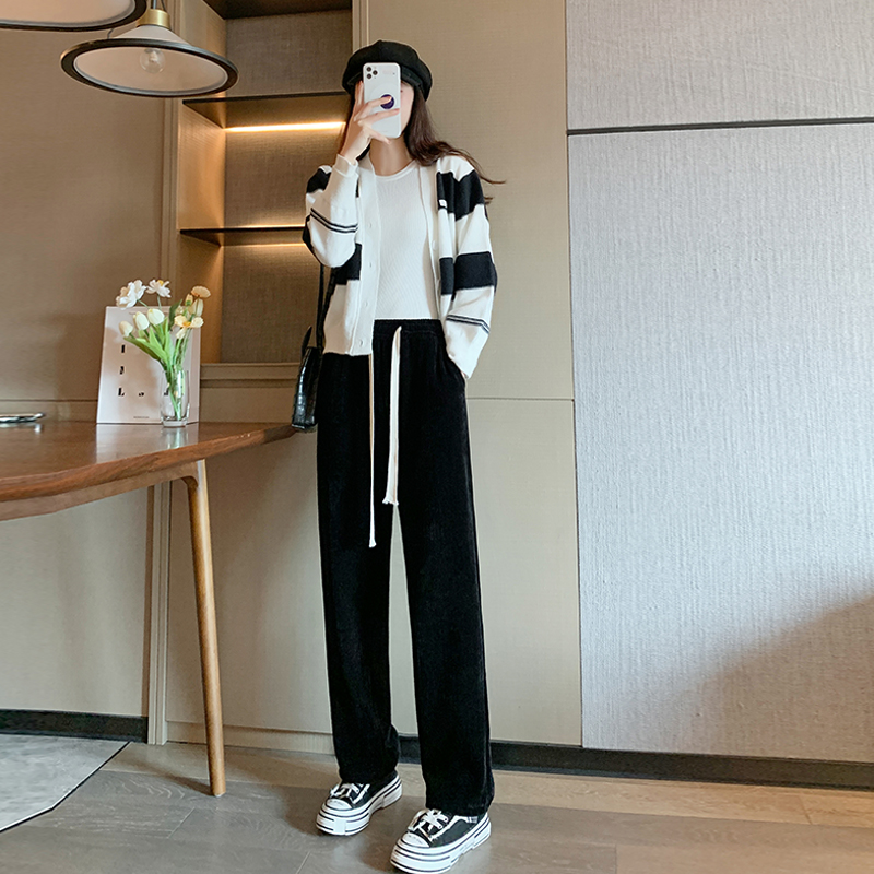 Mopping pants drawstring wide leg pants for women