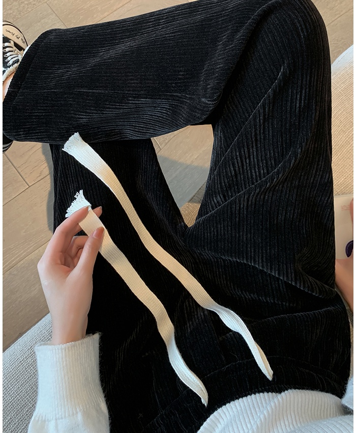 Mopping pants drawstring wide leg pants for women