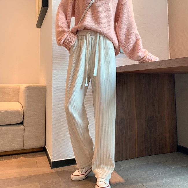 Mopping pants drawstring wide leg pants for women