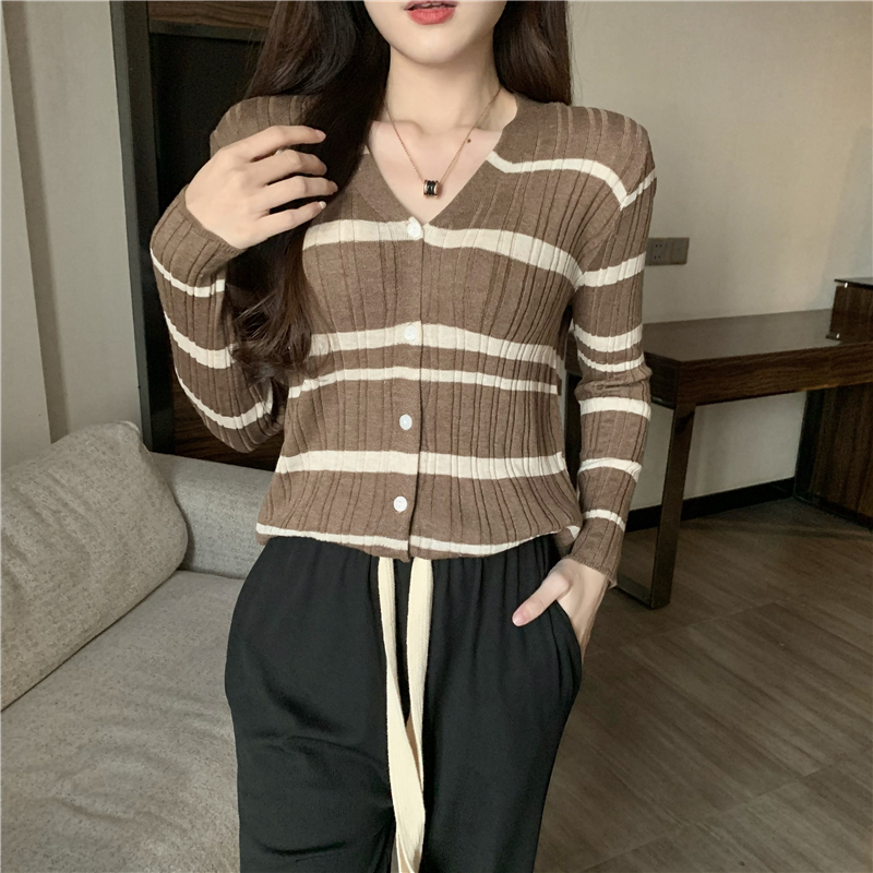 Slim V-neck loose all-match autumn and winter cardigan for women