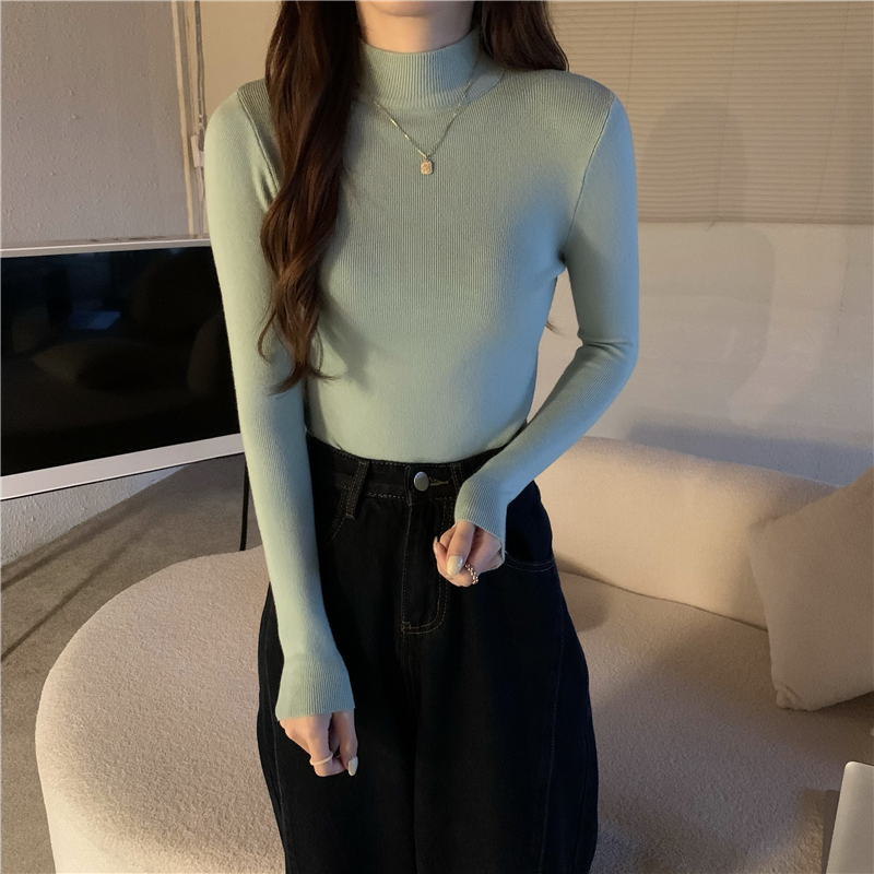 Half high collar sweater slim bottoming shirt for women