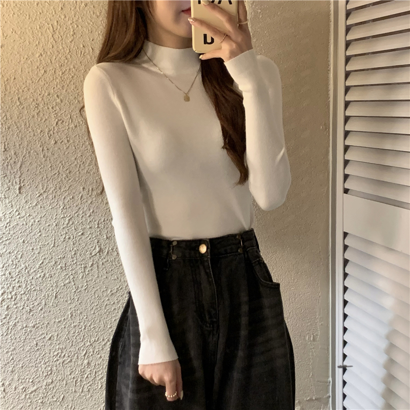 Half high collar sweater slim bottoming shirt for women